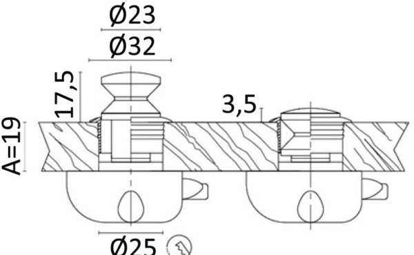 Knopf Messing, verchromt 19 mm