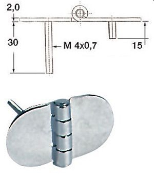 Scharnier herausrag. Kern VA-Stahl 68,5x38,5 mm