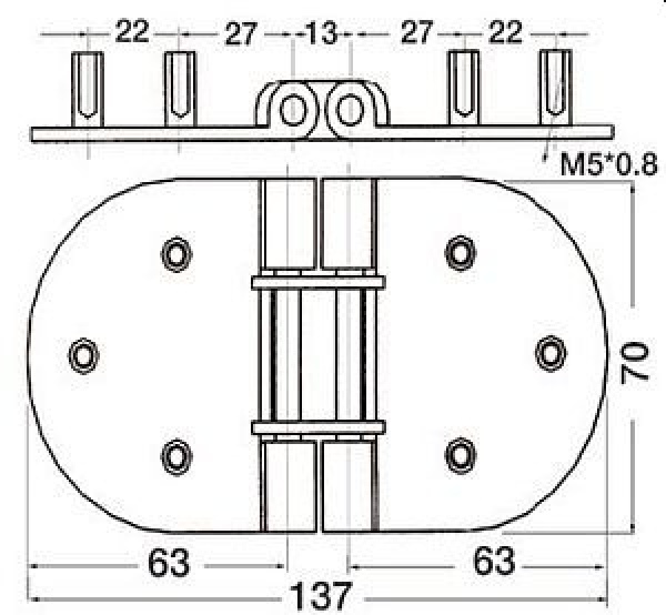 Präzisions-Mikroguss-Scharnier, Drehwinkel 180°, 140x70mm