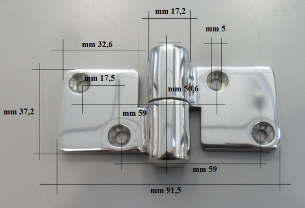Scharnier AISI316 hochglanzpoliert 100x50 mm links