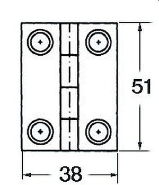 VA-Stahl Scharnier rechteck 4 Innengewinde 51x38mm