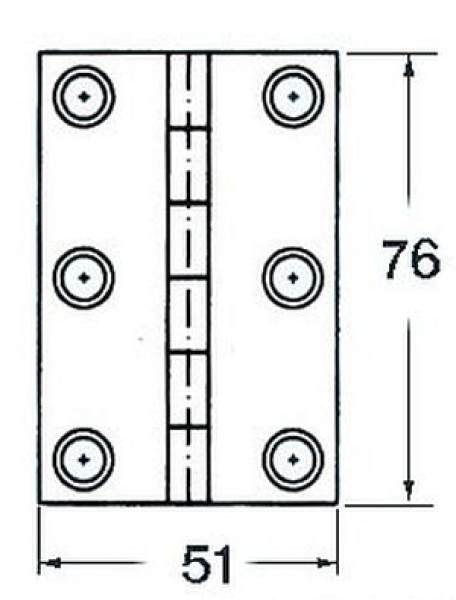 Scharnier rechteckig 76x51mm
