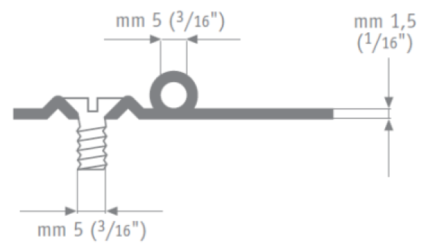 Scharnier AISI316, poliert 44x46 mm