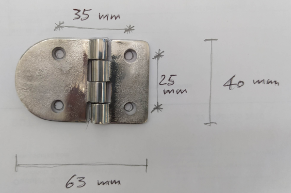 Scharnier B 95° AISI316 63x40 mm