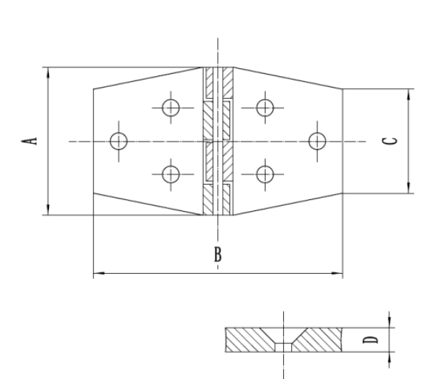 Scharnier, gegossen AISI316 62x37 mm