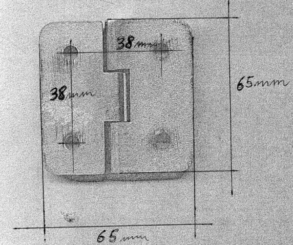 Scharnier A 95° AISI316 66x66 mm