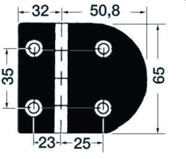 Scharnier A 95° AISI316 83x65 mm