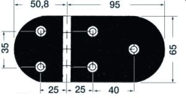 Scharnier A 95° AISI316 145x65 mm