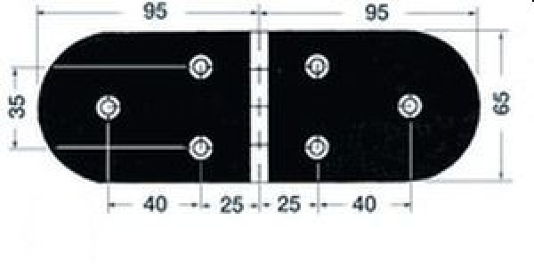 Scharnier A 95° AISI316 190x65 mm