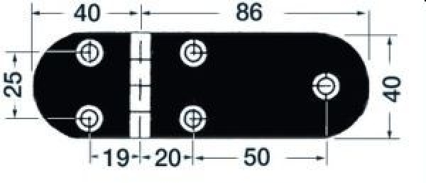 Scharnier A 95° AISI316 126x40 mm