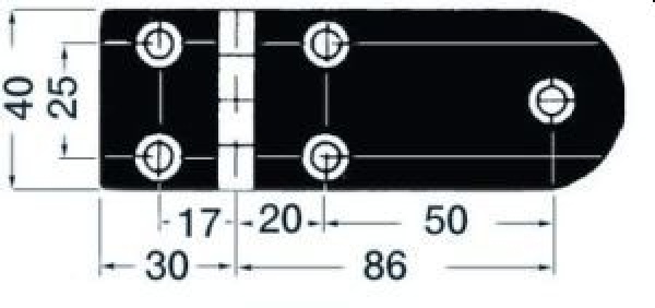 Scharnier A 95° AISI316 116x40 mm