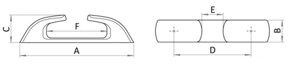Capri VA-Stahl Klampe, gerade 120 mm