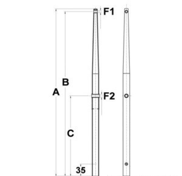Relingstutz m. Drahtdurchlass AISI316 450 mm