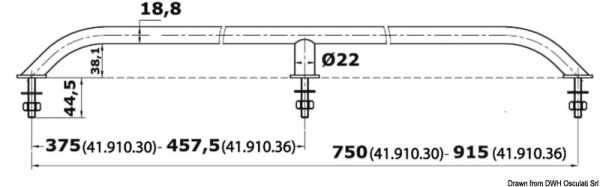 Handlauf ovales Rohr AISI316 Schrauben außen 750mm - Zusatzbild 1