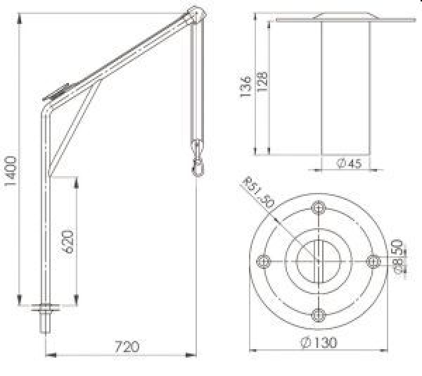 VA-Stahl Davit, drehbar