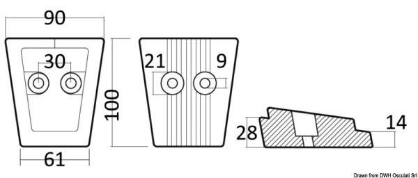 Fußanode aus Zink Volvo 63 x 91 mm - Zusatzbild 1