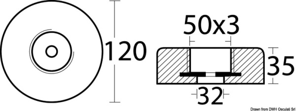 Magnesiumanode m. versenkbarer Halterung Ø 120 mm - Zusatzbild 1