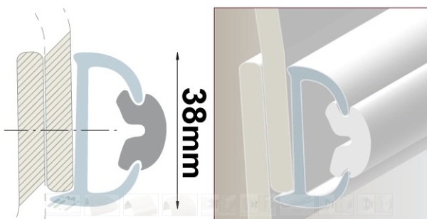 PVC-Profilleiste, weiß 38 mm 2 x 2 Meter - Zusatzbild 1