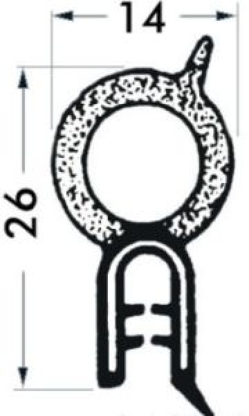 PVC-Profil, schwarz 2-4mm 50m