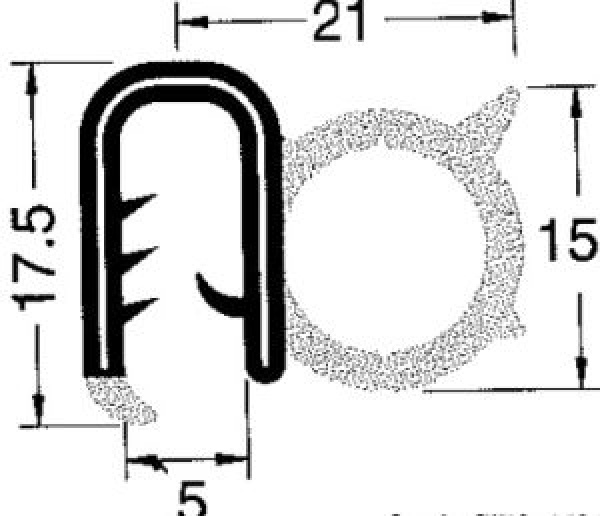 PVC-Profil, armiert zum Umsäumen schwarz 4-5mm 50m