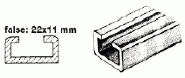 Aluminiumschiene + Nylonschiebe 1 m, 22x11 mm