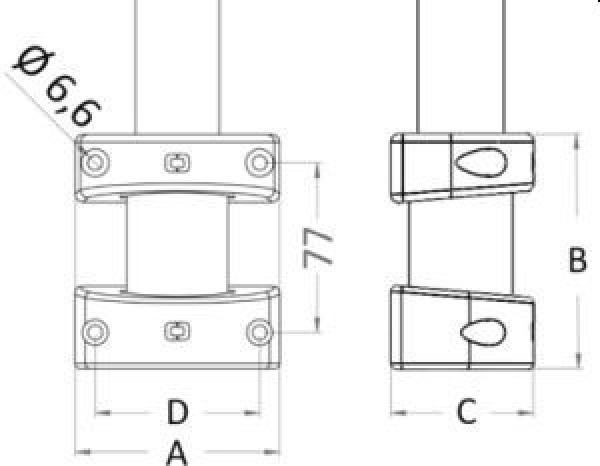 Wandbuchse für Karbongestänge
