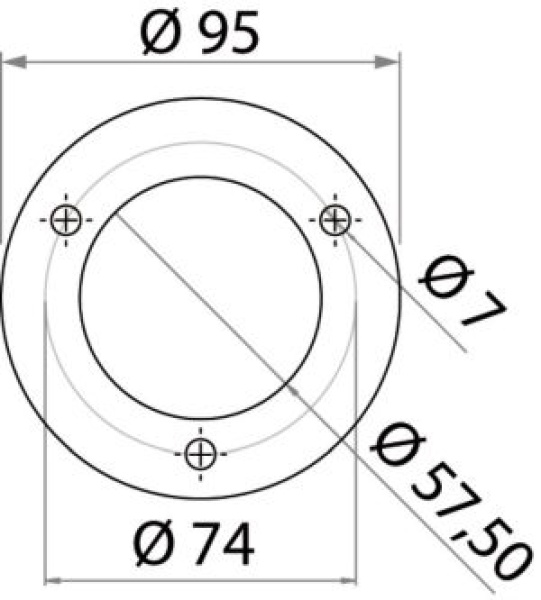 Montagegegenflansch f. Einbaubuchse, 95mm