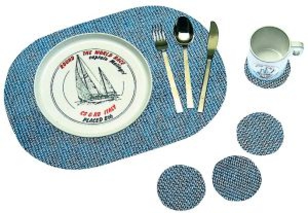Anti-rutsch Tischset sandfarbig, Tischset (4 Platzdecken + 4 Glasuntersetzer)