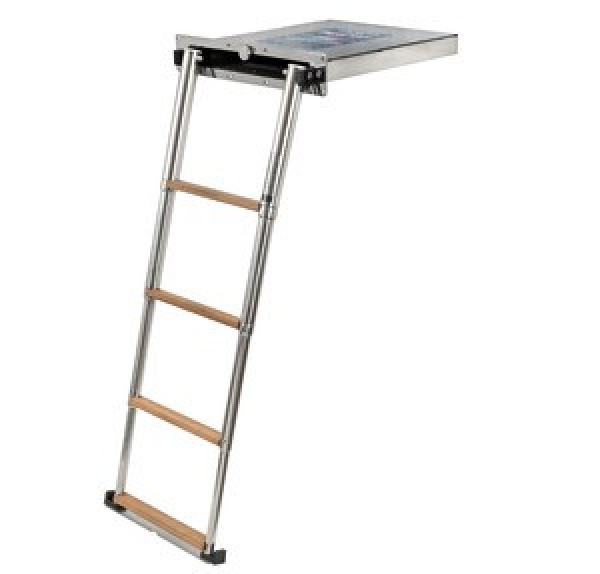 Ausziehbare Badeleiter Top Line, 4-stufig, Teak, AISI 316 - Zusatzbild 1