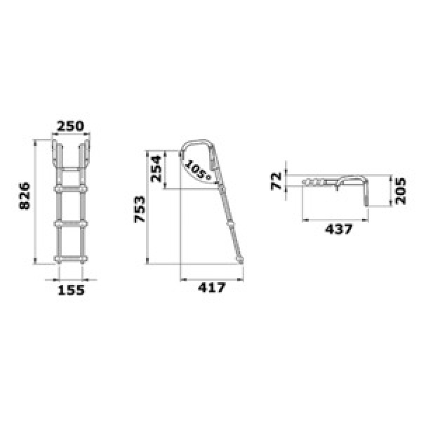 Ausziehbare Badeleiter für Badeplattform - Zusatzbild 2
