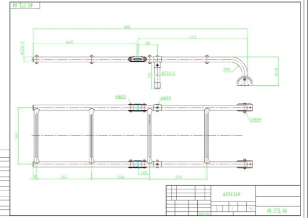 Klapp-Badeleiter AISI 316, Standard, 4-stufig, 900x260 mm - Zusatzbild 4