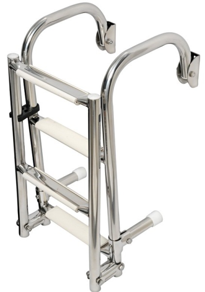 Klapp-Badeleiter 4 Stufen, AISI 316, Gebogene Aufhängeelemente, 910x260 mm - Zusatzbild 1