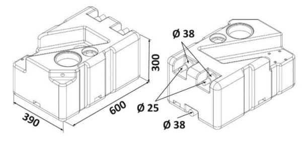 Schmutzwassertank m.Zerhacker 12 V 50 l