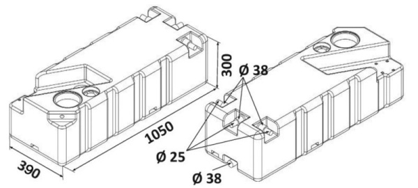 Schmutzwassertank m.Zerhacker 12 V 91 l