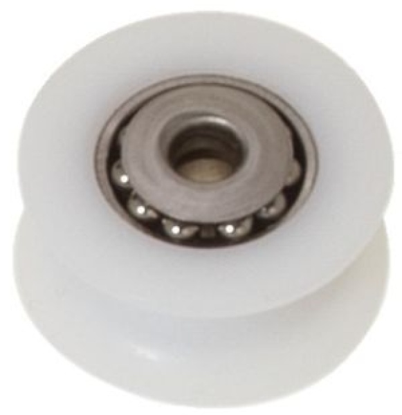 Delrinscheibe m. VA-Stahl Kugellager 20 mm Ø 8