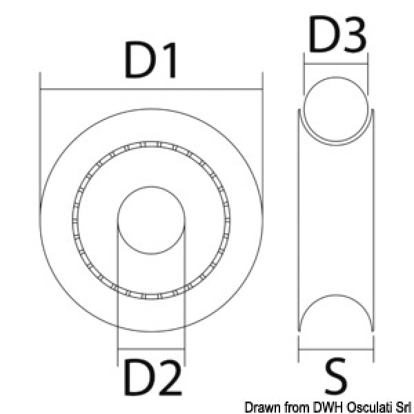 Delrinscheibe m. Kugellager 44 mm, Ø 14mm