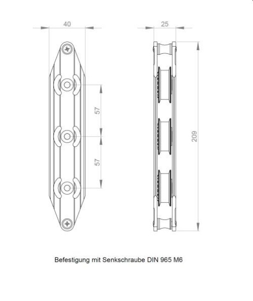 DECKSUMLENKER 3 FACH SILBER