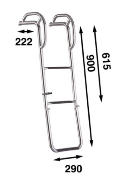 Bootsleiter zum Einhaken, L=900mm, B=290mm, D=222mm, c/