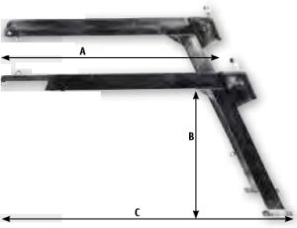 NIRO Davit mit Tau, Block und Winsch, Teleskop-Ausführ,  180 x 240 mm