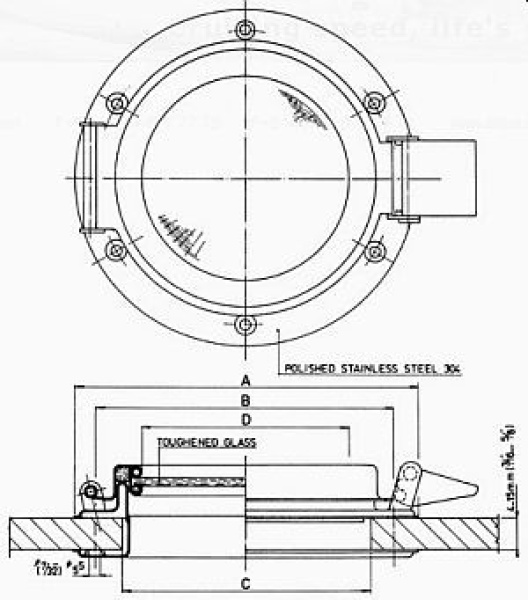 NIRO Bull-Auge, Ø165mm, Aufklappbare Modell mit Bruchs