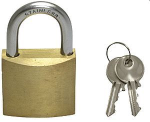 Messing Vorhängeschloss mit NIRO Bügel, Abmessungen 40