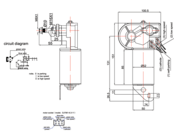 Scheibenwischermotor (ZD1233AA), 2-speed, 12V20W