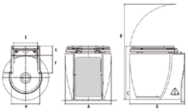 Elektrisch Toilette Modell Laguna Standaard, 12V  19A, - Zusatzbild 2