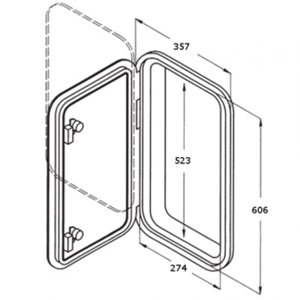 Hatch 606X357 mm 180 ° Schwarz