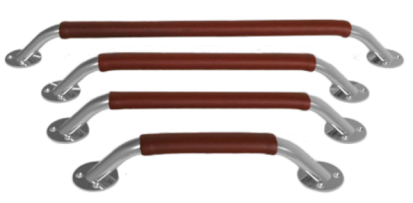 NIRO Handläufe mit Leder "Brandy-farbig", 280 mm