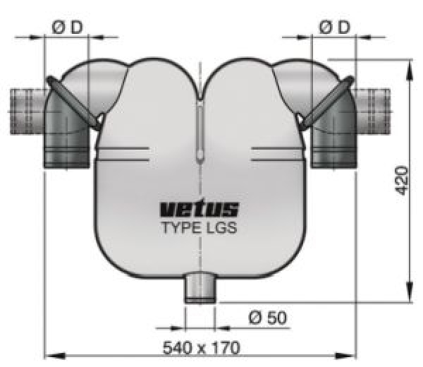 Abgasseperator Vetus Gas-/ Wasserabschneider LSG6050, Ø60mm