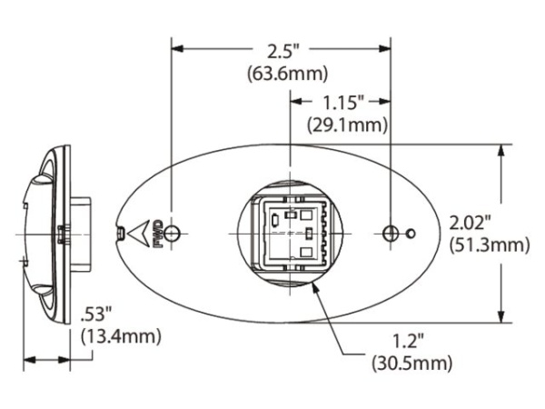 Backbordlicht LED Lightarmor vertikal-oval Edelstahl
