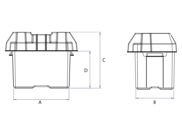 Batteriekasten mit Sicherheitsgurt schwarz 390mm