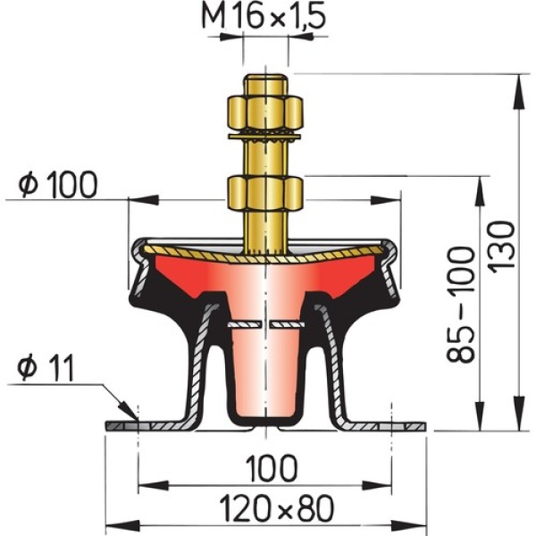 Vetus flexibles Motorlager Typ MITSTEUN - Zusatzbild 1