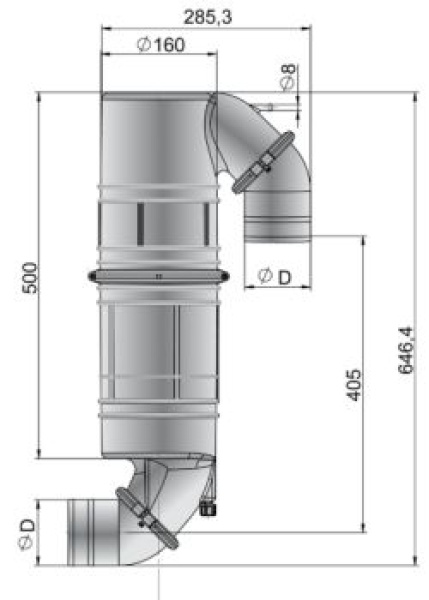 Vetus Kunststoff Schwanenhals / Schalldämpfer Ø60mm